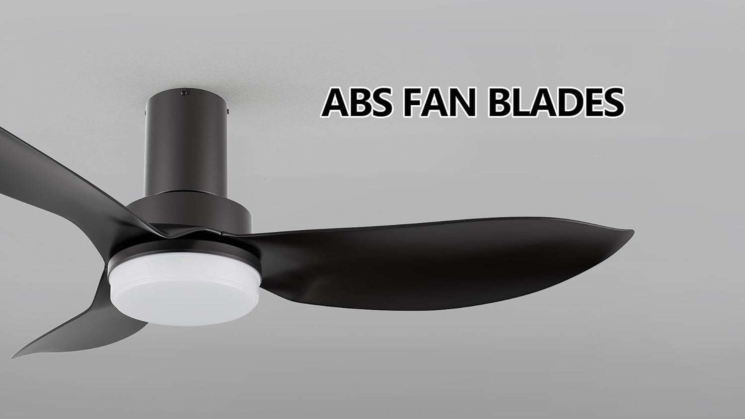 Close-up of SMAAIR ceiling fan blades, highlighting ABS material