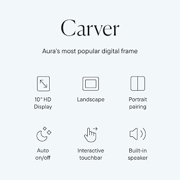 aura carver intelligent digital photo frame 10.1 inch hd wifi cloud digital photo frame free unlimited storage send photos from anywhere - sea salt