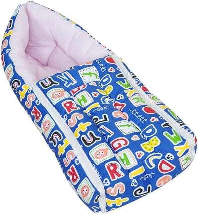 Sharma Clothing Pure Soft Cotton Baby Boys and Baby Girls 3 in 1 Multi Usage Sleeping Bag and Carry Bag and Bed Kam (0-7Months,Blue),1 Count