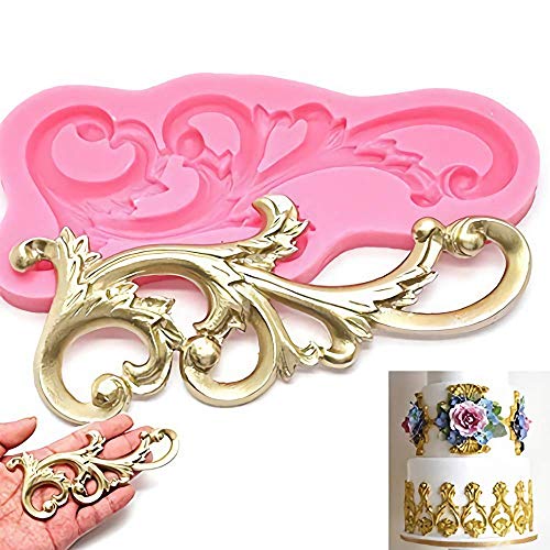 Vintage Relief Cake Fondant Mold - Curlicues Scroll Flourish Silicone Fondant Mold Sugarcraft