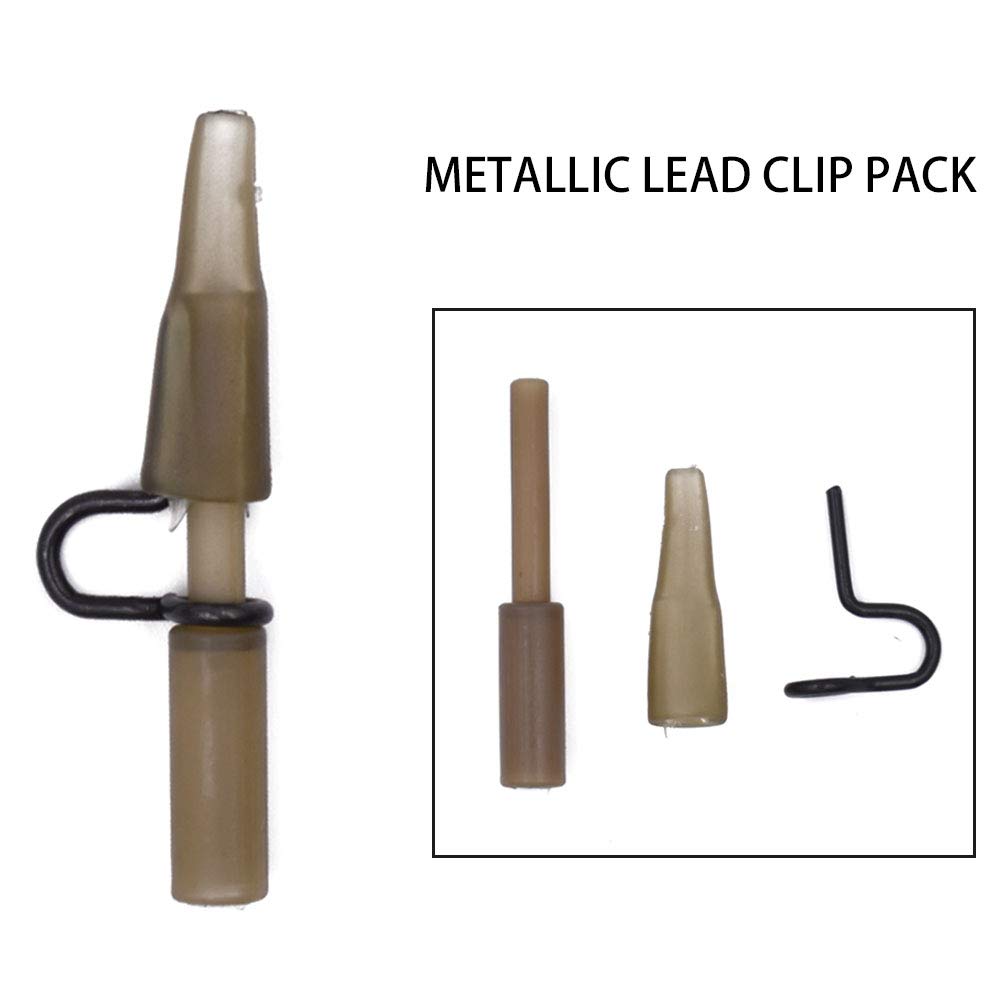 20/50/100Pcs Carp Fishing Heavy Duty Lead Clips and Tail Rubbers en Kit Carp Fishing Terminal Tackle (100pcs Metallic Lead Clips Packs)