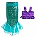 FEESHOW Toddler Girls Sequins Little Mermaid Tail Halloween Costumes Party Outfits Top with Skirt Purple Green 4T