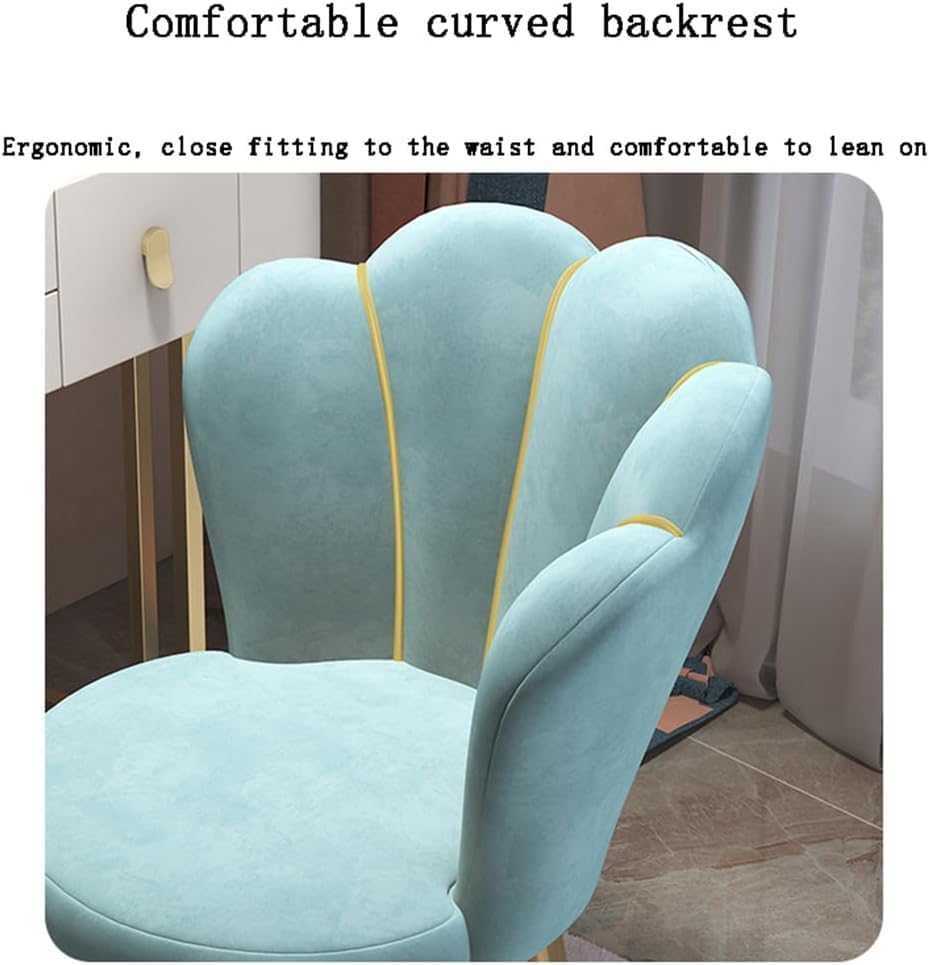 Fiximaster Homeoffice Chaise de bureau ergonomique réglable en hauteur avec roulettes et pieds dorés, moderne pour coiffeuse et bureau Rose