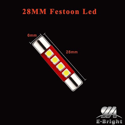 Miniatura 8 de EverBright - Bombilla LED de 1.102 in para espejo de visera de automóvil, 14V1CP 6641 6612F, bombilla LED festoon de 12 V, 3030-4SMD, paquete de 6