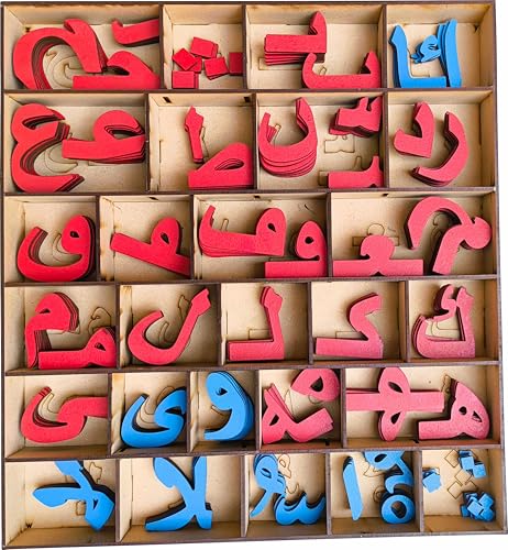Cryo Craft Montessori Preschool Movable Arabic Letter/Alphabets with Wooden Organizer Box | Multi Color