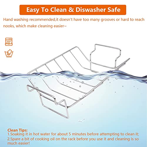 Rib Racks For Big Green Egg, Smoking And Grilling Rib Rack, Big Green Egg Accessories, Turkey Roast Rack Dual-Purpose For Large And Xlarge Big Green Egg,18" Or Bigger Kamado Grill,100% Stainless Steel #TOP5