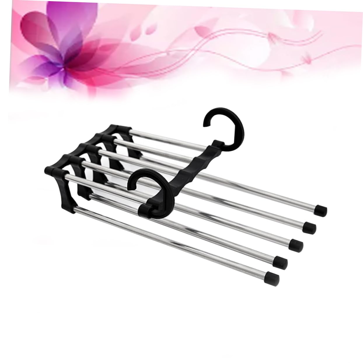 Happyyami Hanging Wrinkle Pants Rack Multifunctional Telescopic Clothes Hanger for Travel Stainless Steel Drying Rack Black Space Saving Design for