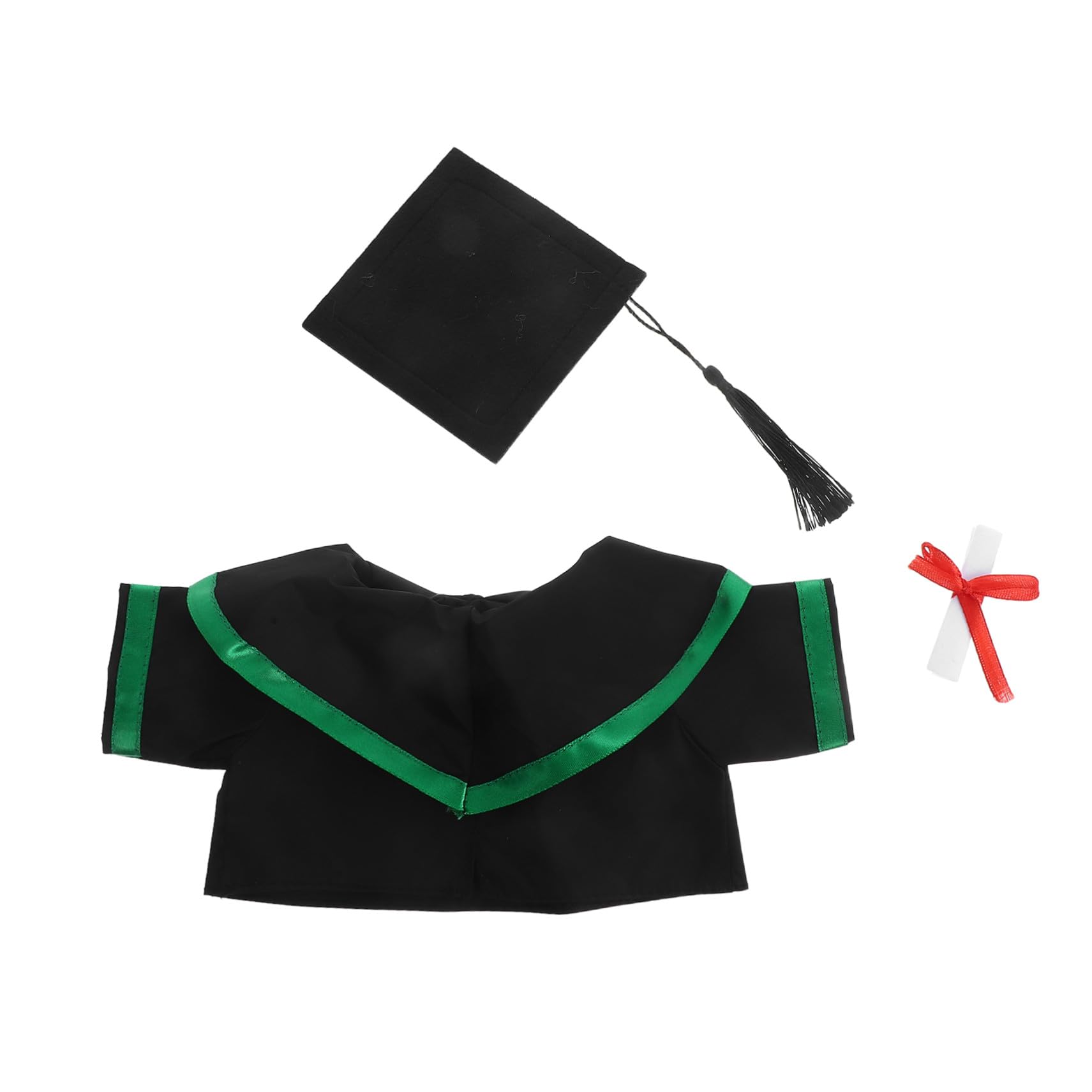 ifundom Graduation Bear Outfit for Plush Soft Gown Green Shoulder Cape Black Tassel Hat with Diploma Stuffed Animal Costume for Graduation Parties and Doll Decoration