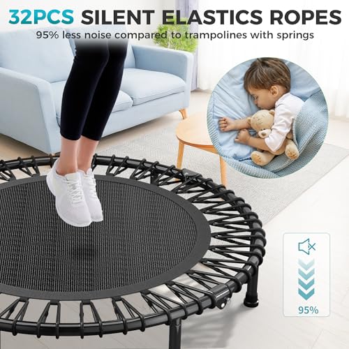 Image of 40 inch /48 inch Rebounder Trampoline for Adults with Bungee Cords, Exercise Rebounder for Adults Indoor /Outdoor Workout, Max Load 450 /550 LBS