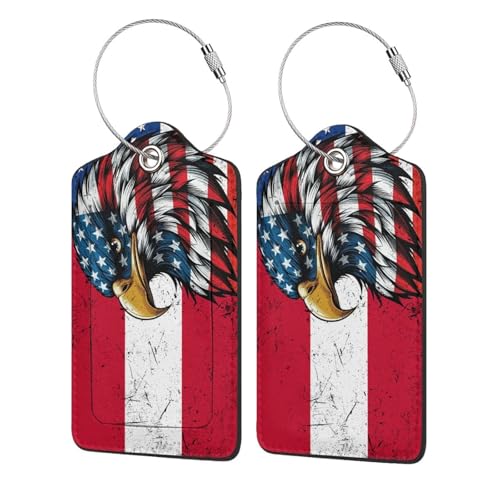 America and Austria Austrians Eagle Flag Leather Luggage Tags Elegant Bag Tag Identifier with Privacy Cover & Id Card, Perfect Travel Gift for Friends Family Tourists 1