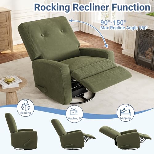 Image of IDEALHOUSE 360 Recliner Chair with Adjustable Backrest & Footrest, Green