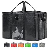 NZ home Insulated Bags for Food Delivery (3XL PRO) Grocery Shopping Cooler Bag, Pizza Delivery, Hot & Cold Catering Tote, Reusable, Foldable & Heavy Duty (Black)