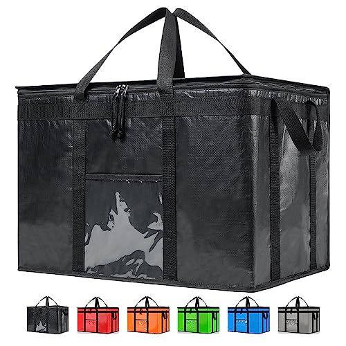Nz Home Pro Durable Insulated Cooler Bag (Xxxl, 2 Pack) For Food Delivery & Grocery Shopping With Zippered Top, Black Commercial Grade #TOP18