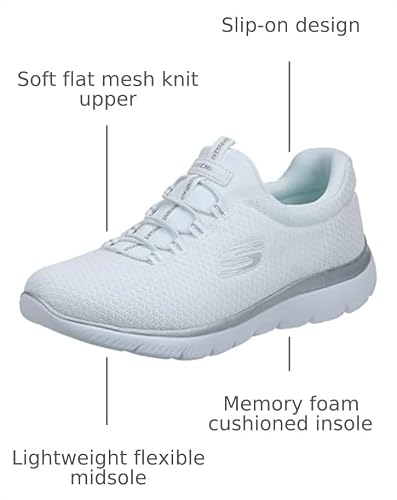 Skechers Skechers Women's Summits Sneaker, White/Silver, 11 Wide