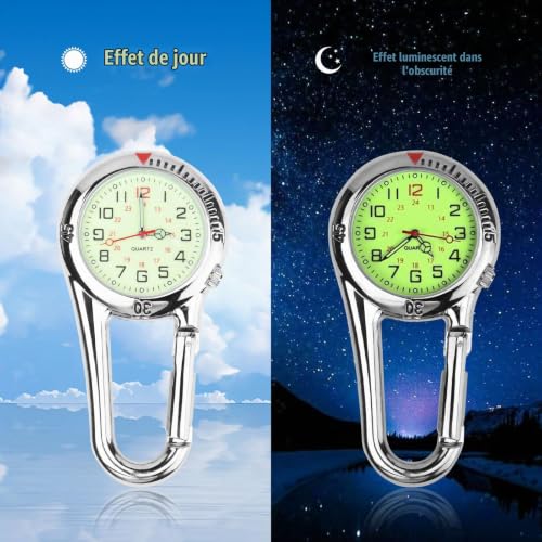 Montre Numérique de Sport Phosphorescente à Clipser Mousqueton pour Médecins, Infirmières, Chefs et Paramédicaux Alpinisme – vue 4