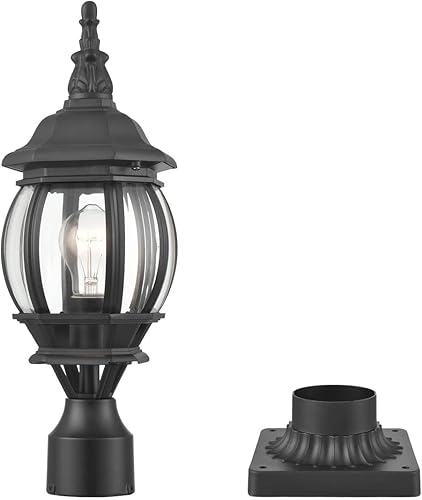 HOLKIRT Luz de poste al aire libre, lámpara vintage, farol exterior impermeable con base de montaje en muelle para montaje en poste de jardín de