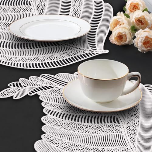 Image of Dakshya Industries Set of 2 PVC Waterproof Table Placemats (45x30 cm) - Heat Resistant, Washable Dining Mats (Silver)