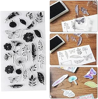 Clear Stamp Flower Design Rubber Stamps for Paper Crafting Card Making Decoration and DIY Scrapbooking(Butterfly Flower)