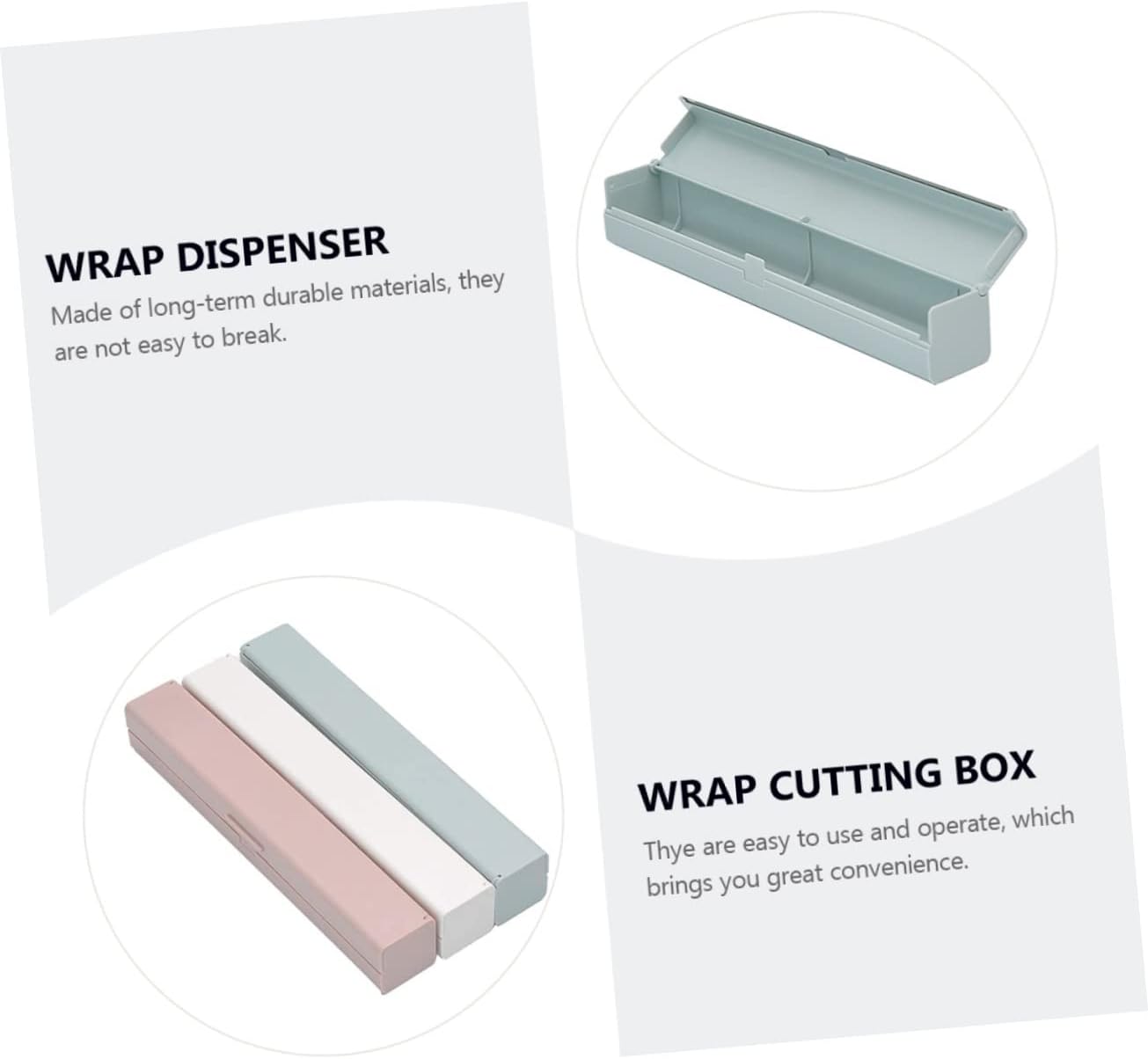 3Pcs Cling Wrap Dispenser Box with Stainless Steel Cutter | PP Storage Holder, Practical Wrap Organizer, Convenient Box Set, Housewarming Gift Choice