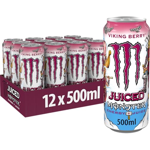 Monster Energy® Viking Berry - koffeinhaltiger Energy-Drink mit Waldbeeren-Geschmack - full Flavour, full Sugar, Juice - in praktischen Einweg Dosen (12 x 500 ml)
