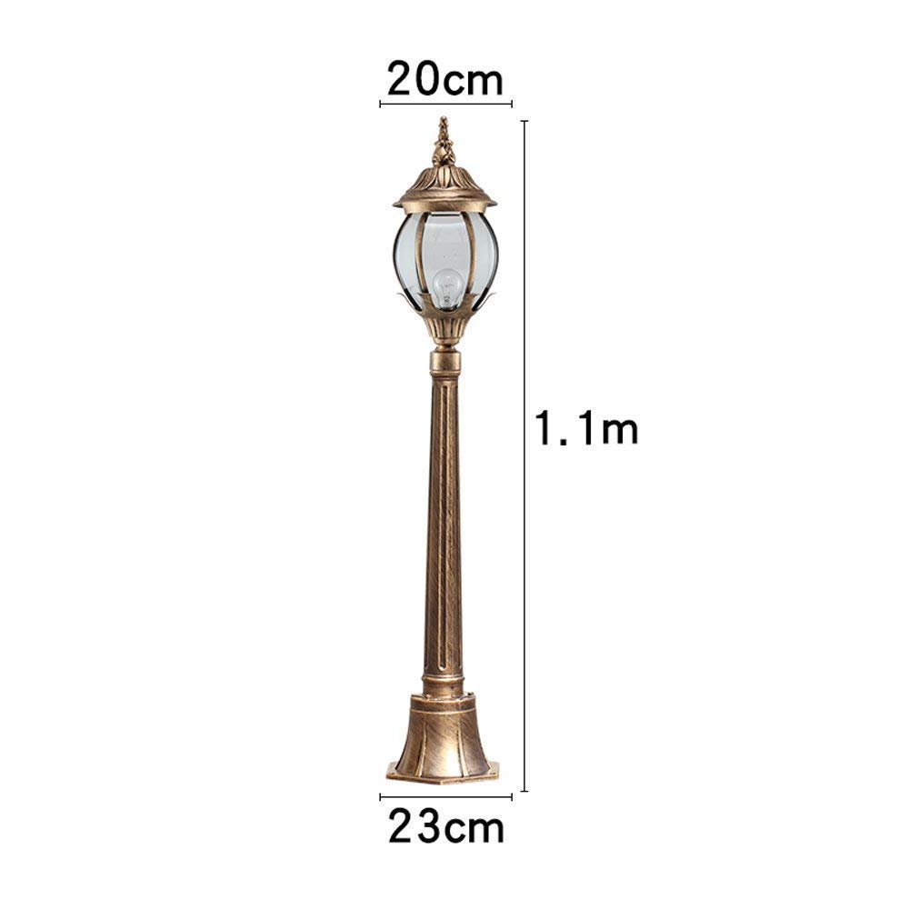 Europa Vintage Amerykańska Szklana Latarnia Zewnętrzna Ogród Trawnik Lampa Antyczne Aluminium IP54 Wodoodporna Kolumna Aluminiowa Metalowa Lampa Podłogowa Patio Balkon Tr,Bronze-140cm