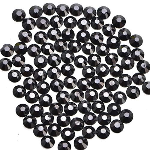 Image of 400 Pieces Hot Fix Glass Flatback Rhinestones HotFix Round Crystal Gems (Hematite Black, SS30)
