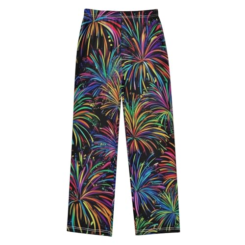 ZZXXB Fireworks Boys Long Pants Soft Trousers Elastic Waist Kids Lounge Bottoms with Pockets S-XL