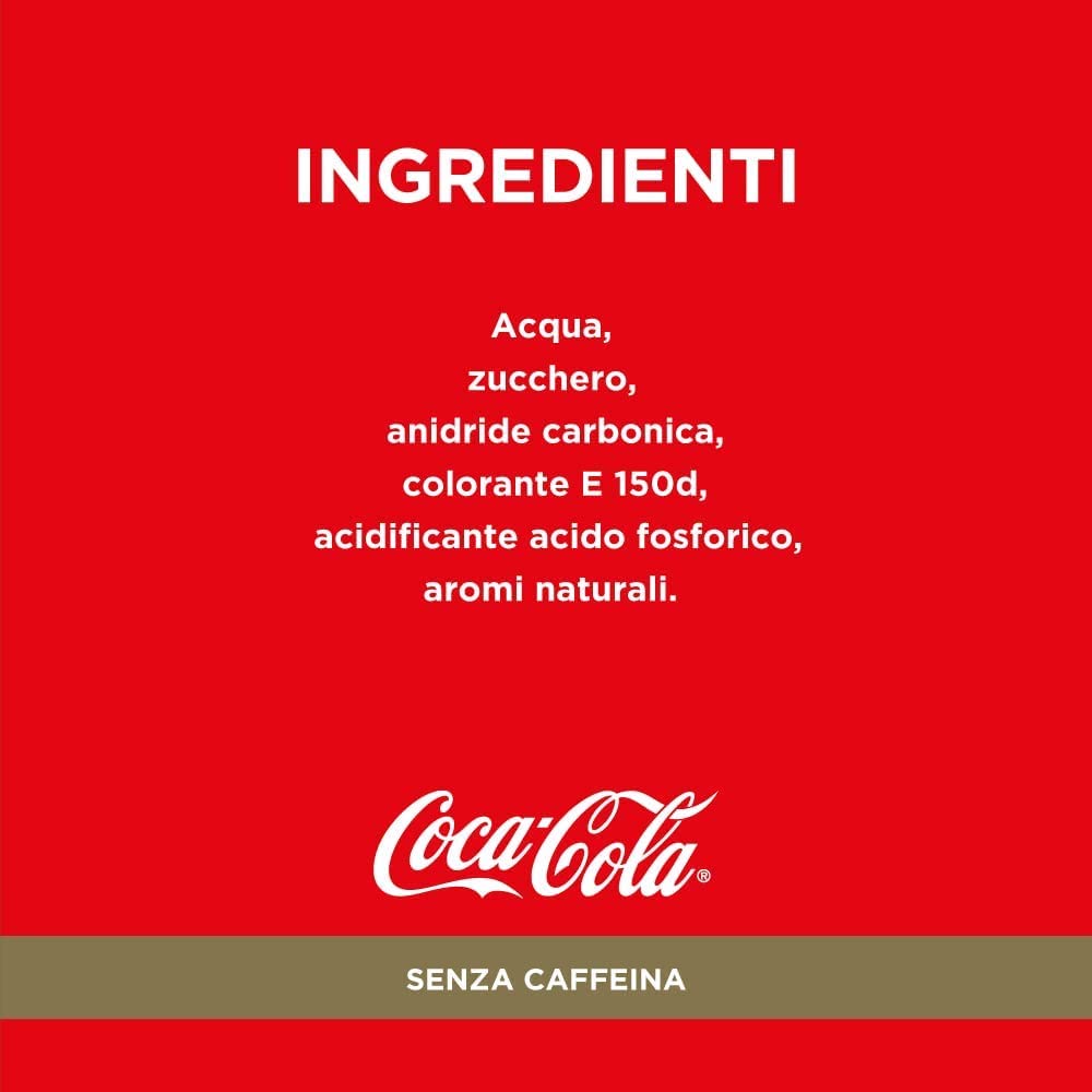 72 botes de bebidas carbonatadas de Coca Cola Senza Caffeina, 330 ml, coque sin cafeína
