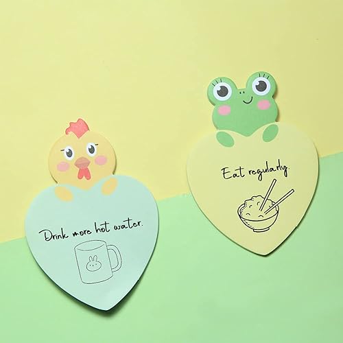 Miniatura 4 de Paquete de 24 notas adhesivas de animales lindos, 8 patrones de notas de mensaje de dibujos animados, pollo, ratón, tigre, cachorro, conejo,