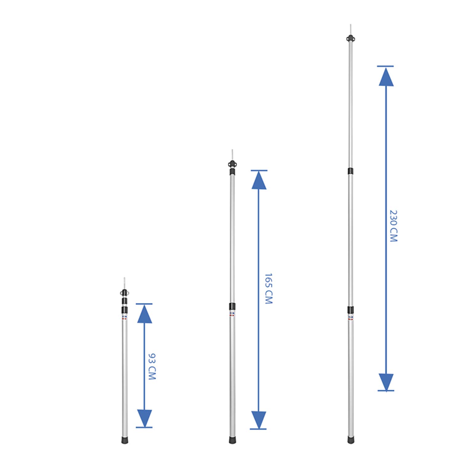 ProPlus 2 STK Teleskop Zeltstange 93-230 cm Alu 3 Größen einstellbar