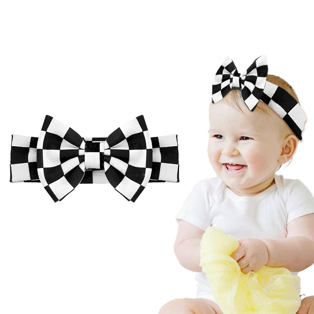 Checkered Baby Bow Headband for Infant Newborn Bow Hair Band for Baby Toddler Girls Bowknot Head Band Black And White Hair Band Headwear for Baby Girls Checkered Hair Accessories for Kids Checkered Baby Bow Headband for Infant Newborn Bow Hair Band for Baby Toddler Girls Bowknot Head Band Black And White Hair Band Headwear for Baby Girls Checkered Hair Accessories for Kids