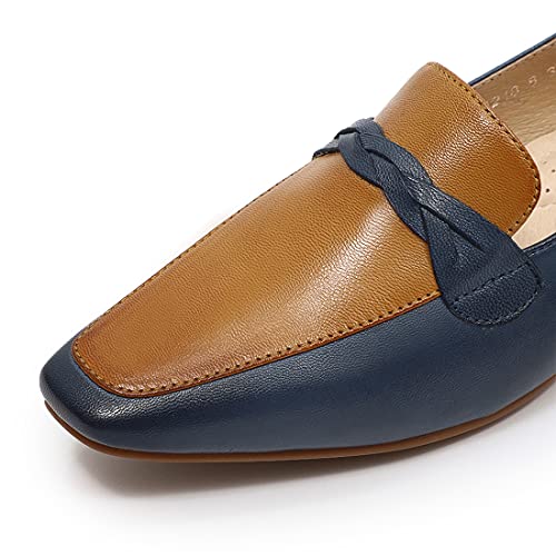 Image of Mona flying Women's Leather Square Toe Penny Loafer Slip on Office Flats