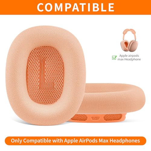 Image of Replacement Ear Cushions for Apple AirPods Max 1&2 Upgraded Memory Foam Pads with Durable Fabric,Sound Insulation and Noise Reduction,Strong Magnetic Fit,Sweat-Resistant,Breathable Comfor(Orange)