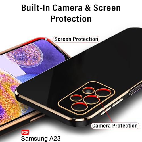 Image of TheGiftKart Thermoplastic Polyurethane Luxurious Golden-Plated Back Cover Case for Samsung Galaxy A23 4G /A23 5G|Raised Lips for Camera & Screen Protection|Shockproof Back Case for Samsung A23 /A23 5G