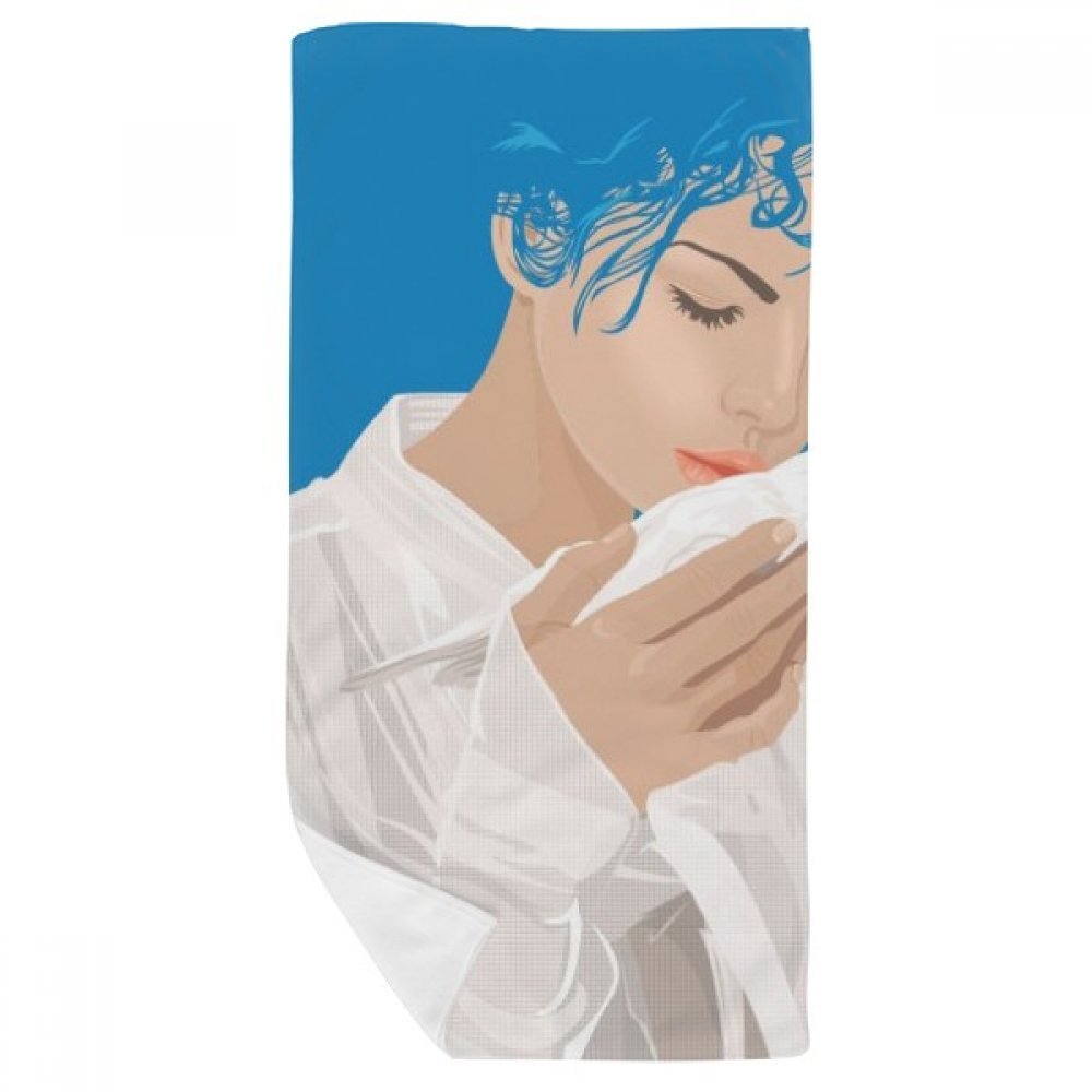 Gant de toilette doux et absorbant 35x70cm serviette de bain bleu paix au séchage ultra rapide