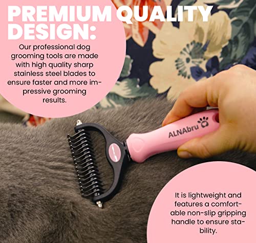 Pet Grooming Brush For Dematting & Deshedding | Double Sided Comb Undercoat Rake Dogs Cats Pets With Long Hair Prone To Matting Shedding - Pink, Pink And Black #TOP4