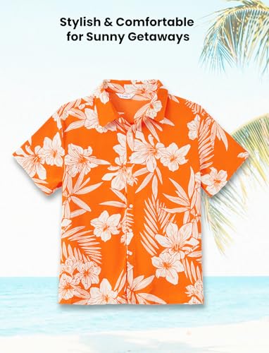 Image of PATPAT Family Hawaiian Matching Outfits - Mommy and Me Vacation Outfits | Halter Sundresses and Button Down Shirts,Caribbean Vacation Summer Tropical Outfits,Hawaiian Boho Tropical Floral Printed