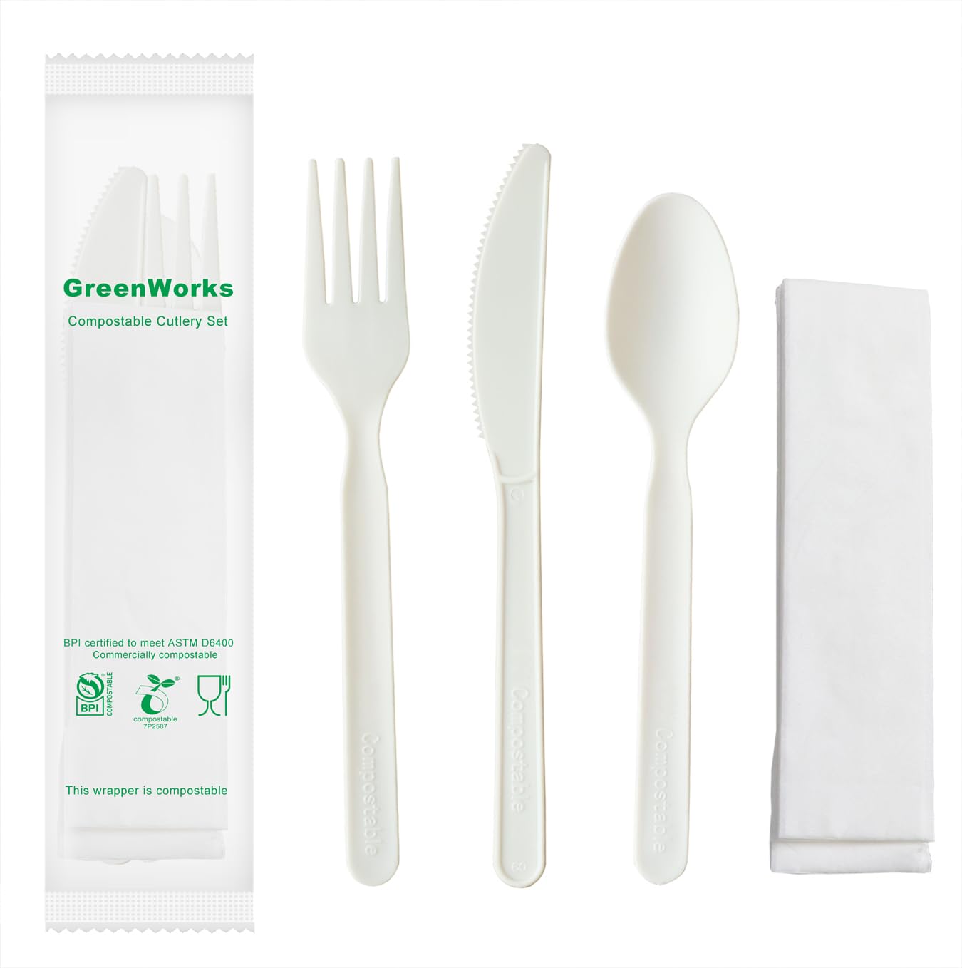 GreenWorks Compostable Cutlery Kits 200 Sets