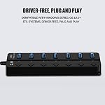 USB 3.0 Hub, 7-Port USB Data Hub Splitter for Laptop,PC Computer,Surface Pro, Flash Drive, Mobile HDD - with LED Individual On/Off