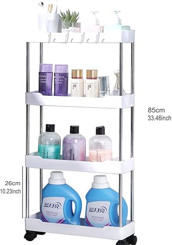 Miniatura 2 de Carrito de almacenamiento rodante de 4 niveles con organizador de unidades de ruedas, organizador multifuncional, estante de almacenamiento