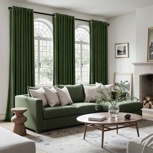 MIULEE Olive Green Velvet Curtains for Bedroom 2 Panel Set 54 Inch Drop Curtains, Soft Elegent Home Decor Velvet Curtain Living Room, Sun Blocking Room Darkening Thermal Eyelet Curtain 46x54 Inch - Cosy Home Interiors MIULEE Olive Green Velvet Curtains for Bedroom 2 Panel Set 54 Inch Drop Curtains, Soft Elegent Home Decor Velvet Curtain Living Room, Sun Blocking Room Darkening Thermal Eyelet Curtain 46x54 Inch - Image 2