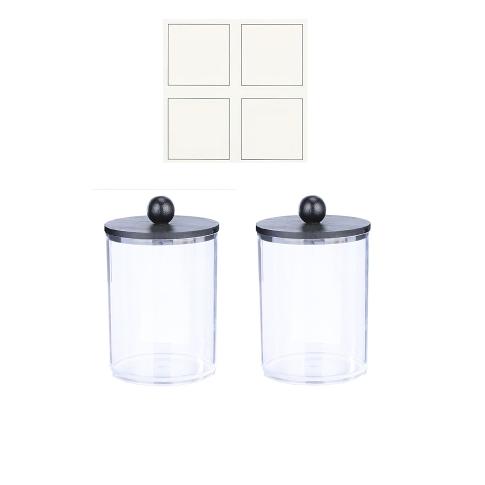 QuxetlRyz 2/3/4 Pack Bathroom Storage Canisters Qtip Holder Dispenser with Lids - Clear Plastic Jar for Vanity Makeup Cotton Buds Holder(2pcs)