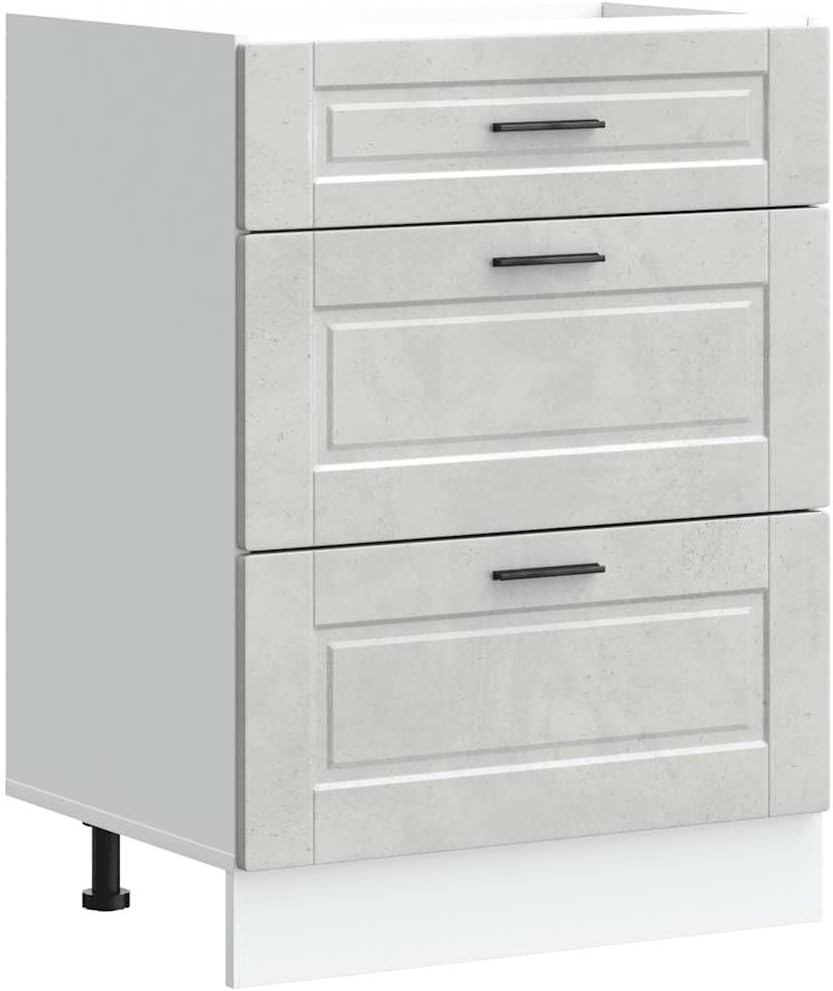 vidaXL Porto Kitchen Base Cabinet Concrete Grey Wood Material