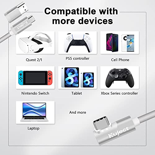 Kuject Compatible For Oculus Quest 2 Link Cable 20Ft, Vr Headset Cable For Oculus Quest 2 / Quest 1, Usb 3.0 Type C To C High Speed Data Transfer Charging Cord For Gaming Pc & Usb C Chargers White #TOP5