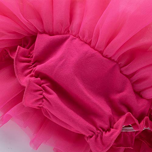 Anbaby Baby Girls Soft Tutu Skirt Toddler Ruffled Pants Diaper Cover Rose red 3-6M - Thumbnail 5