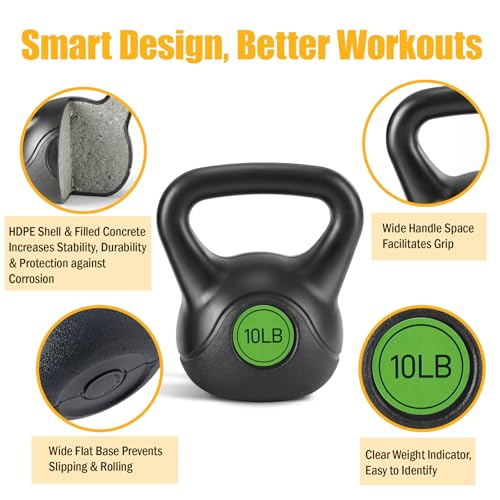Image of NEWBULIG Hard Kettlebell Set, Strength Training Kettlebells Sets | Durable Concrete Core, HDPE Shell, Multi-Level Workout Fitness Equipment for Home Gym & Outdoor