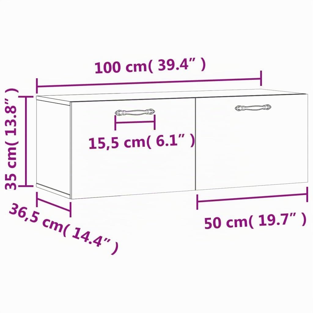 vidaXL Wandschrank, Hängeschrank mit viel Stauraum, Wandmontage Badschrank Medizinschrank, Aufbewahrungsschrank für Wohnzimmer, Räuchereiche Holzwerkstoff