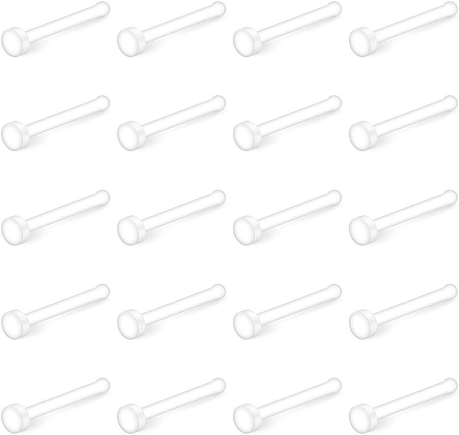 Ruifan 20G Clear Bioflex Nose Bone Ring Stud Retainer Body Jewelry Piercing Top Flat 2mm 2.5mm 3mm 20-60PCS