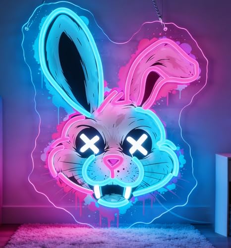 Bunny Neon Signs for Wall Decor, LED Easter Bunny Neon