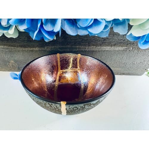 Authentic Kintsugi Bowl with Genuine 24K Gold Handcrafted Zen Decor Deep Blue Ceramic Healing and Resilience Gift Hand-Crafted Unique Piece of Art